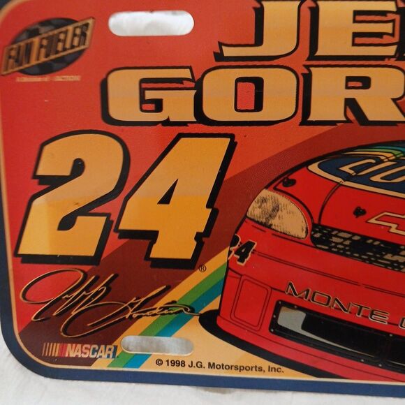 Vintage 1998 Jeff Gordon #24 Fan Fueler Dupont Nascar Plastic License Plate - Picture 2 of 5